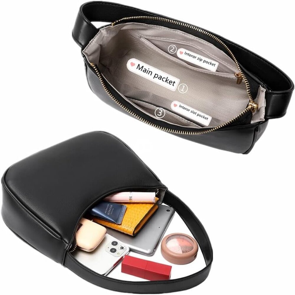 Shoulder Bags for Women, Cute Hobo Tote Handbag Mini Clutch Purse with Zipper Cl - Picture 5 of 7